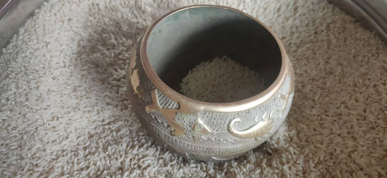 Paila, a kitchen utensil used to measure rice in Bihar state of India